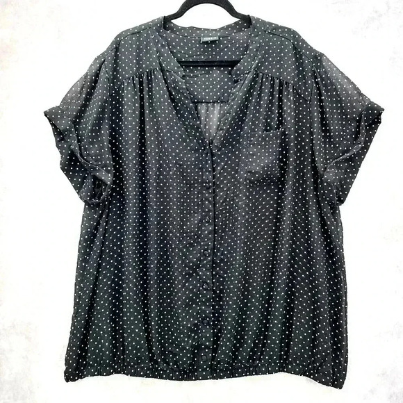 Torrid Black Sheer Polka Dot Blouse Shirt Top Plus Size 3XL - Picture 1 of 6